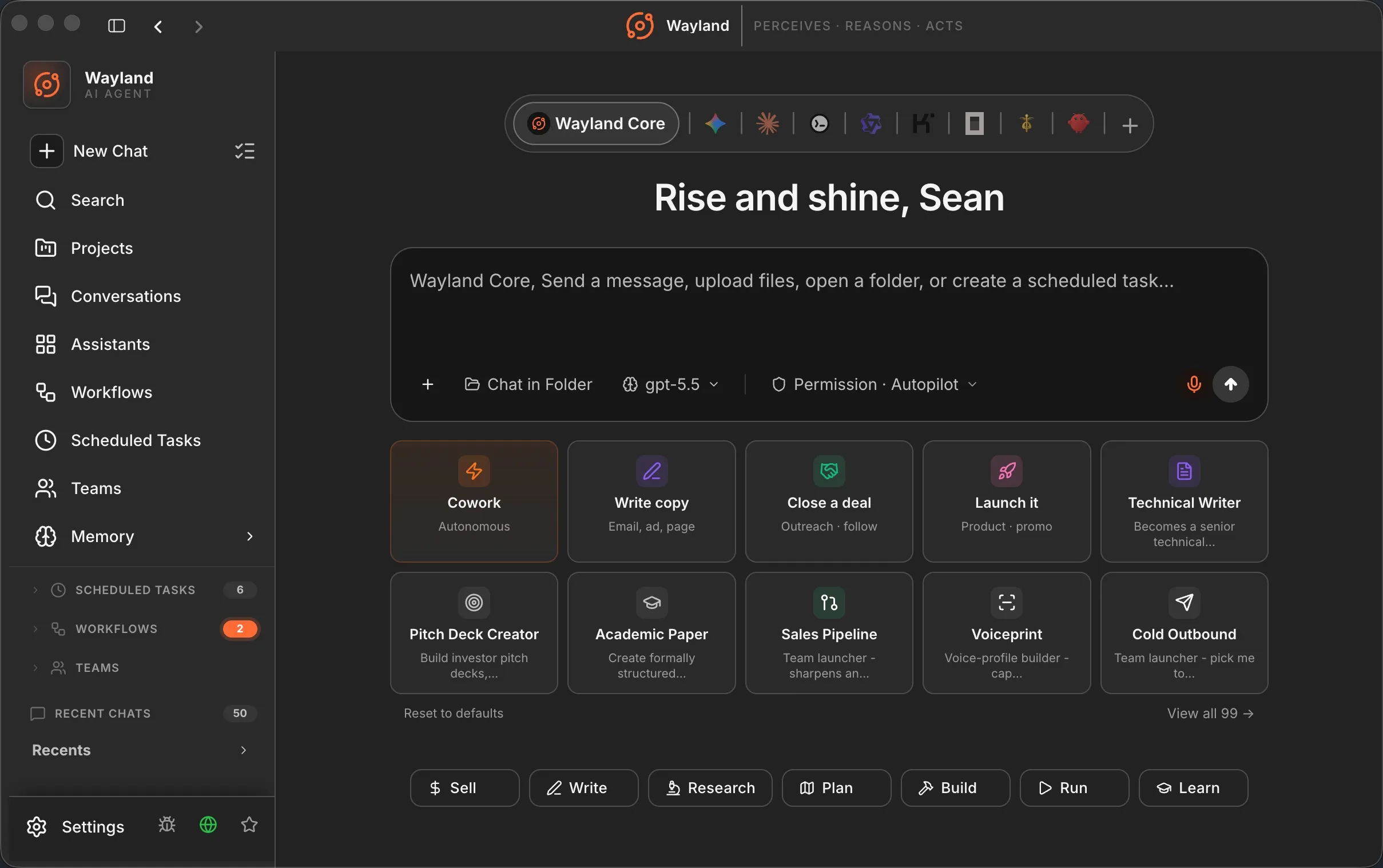 Wayland Core - your self-evolving agent and command center