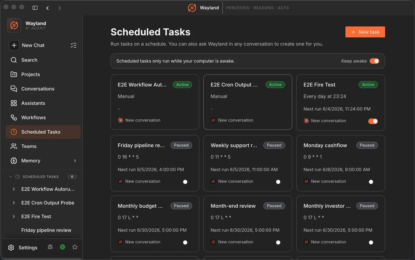 Wayland scheduled tasks - recurring work on autopilot